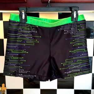 Rebel Adult Small cheernastic shorts black w/green